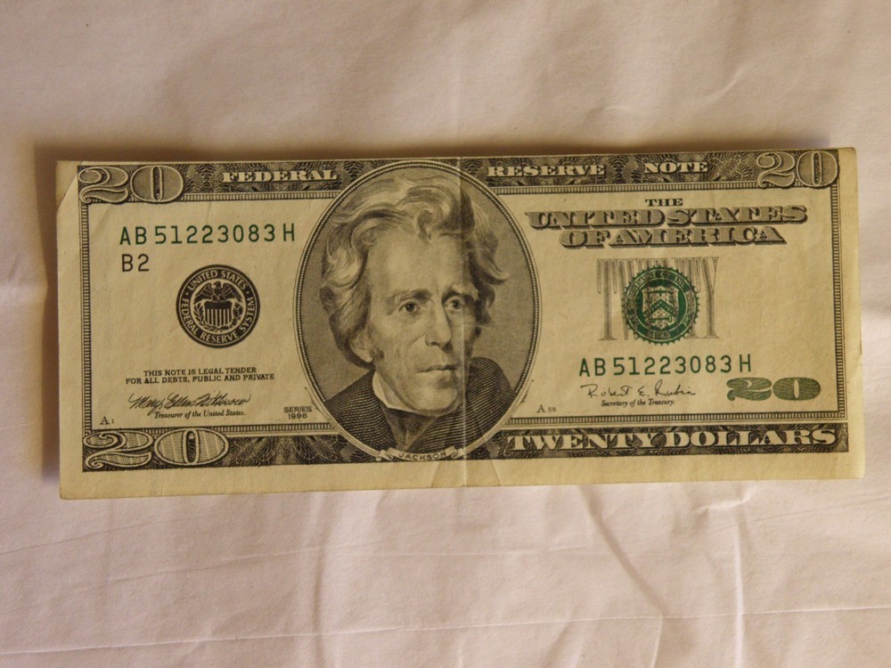 1996 Twenty Dollar Bill Error Misaligned Upshift Misprint