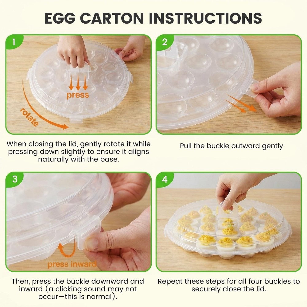 HAKSEN Deviled Egg Containers with Lid, 3PCS Deviled Egg Platter Carrier Hold...