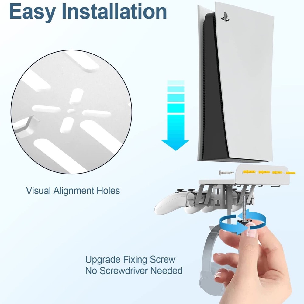 PS5 Console Wall Mount & PlayStation 5 Controller Wall Bracket Holder Metal NEW