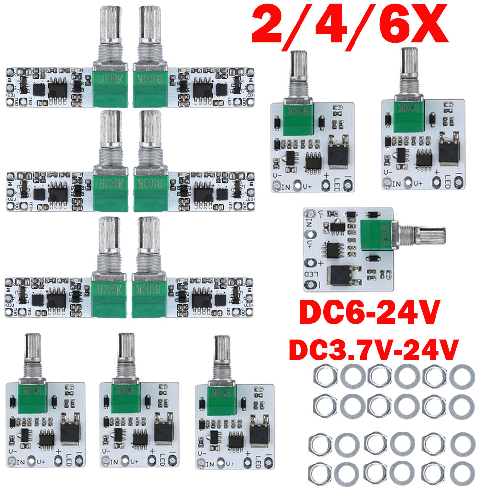 2/4/6x LED Mini Dimmer Constant Voltage Modules Stepless Knob Potentiometer DIY