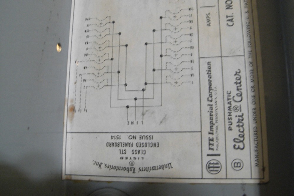 pushmatic ITE 12 space 3 Phase buss bar with 20A breakers 2 pole 3pole no 52645