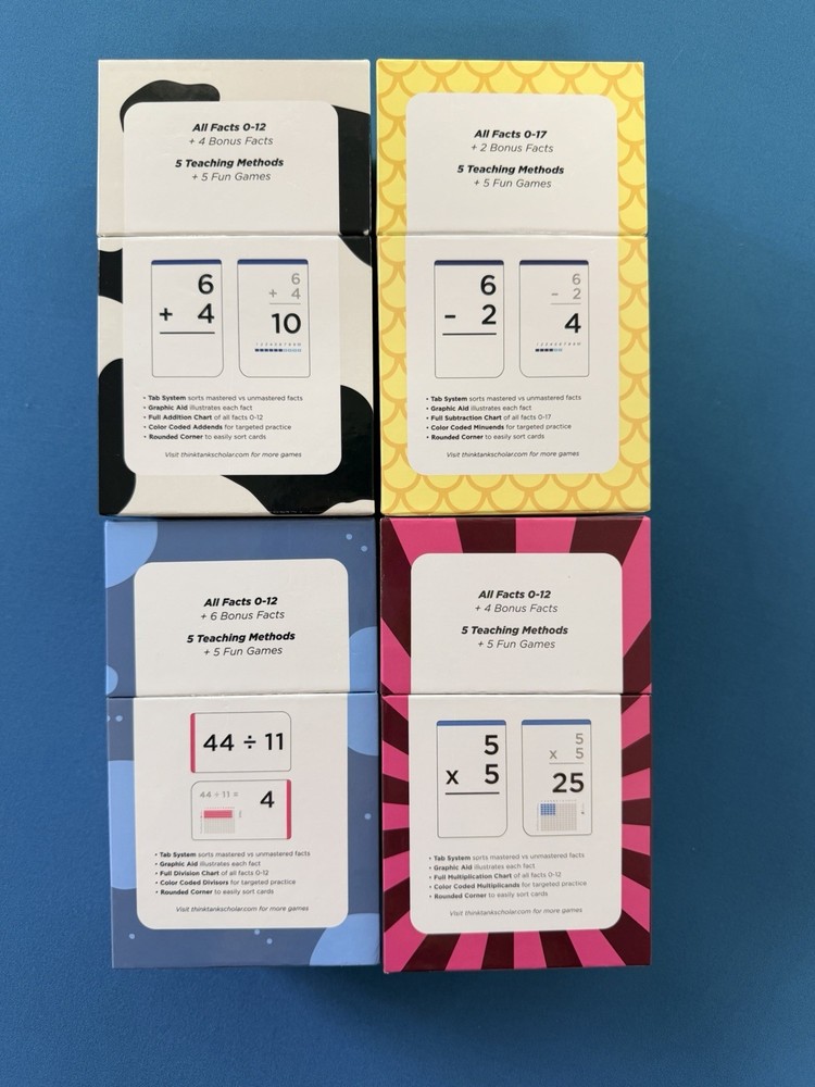Think Tank Scholar Math Flash Cards Addition Subtraction Multiplication Division