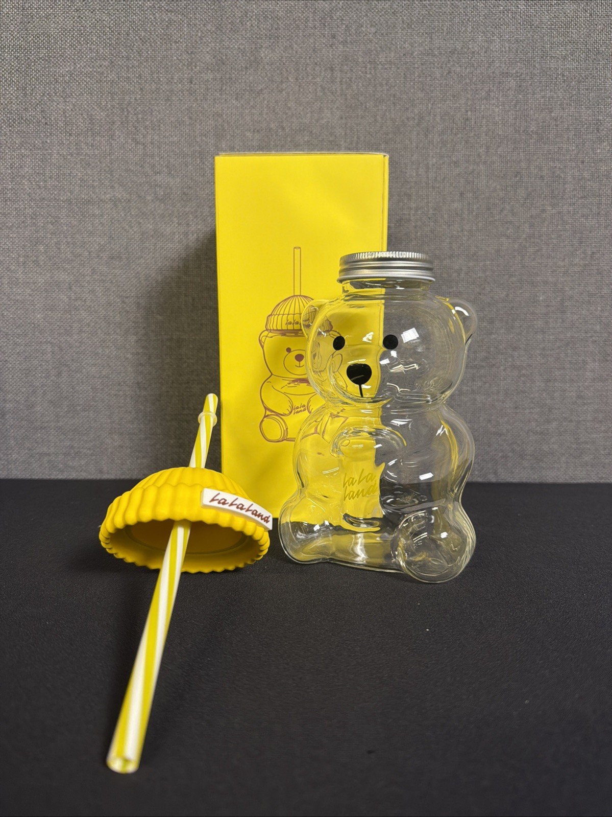 La La Land Kind Cafe Glass Yellow Bear NEW IN BOX