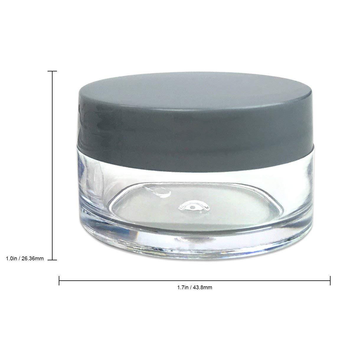 24 Pieces 20G/20ML Round Clear Cosmetic Cream Sample Jars Gray Lids BPA Free