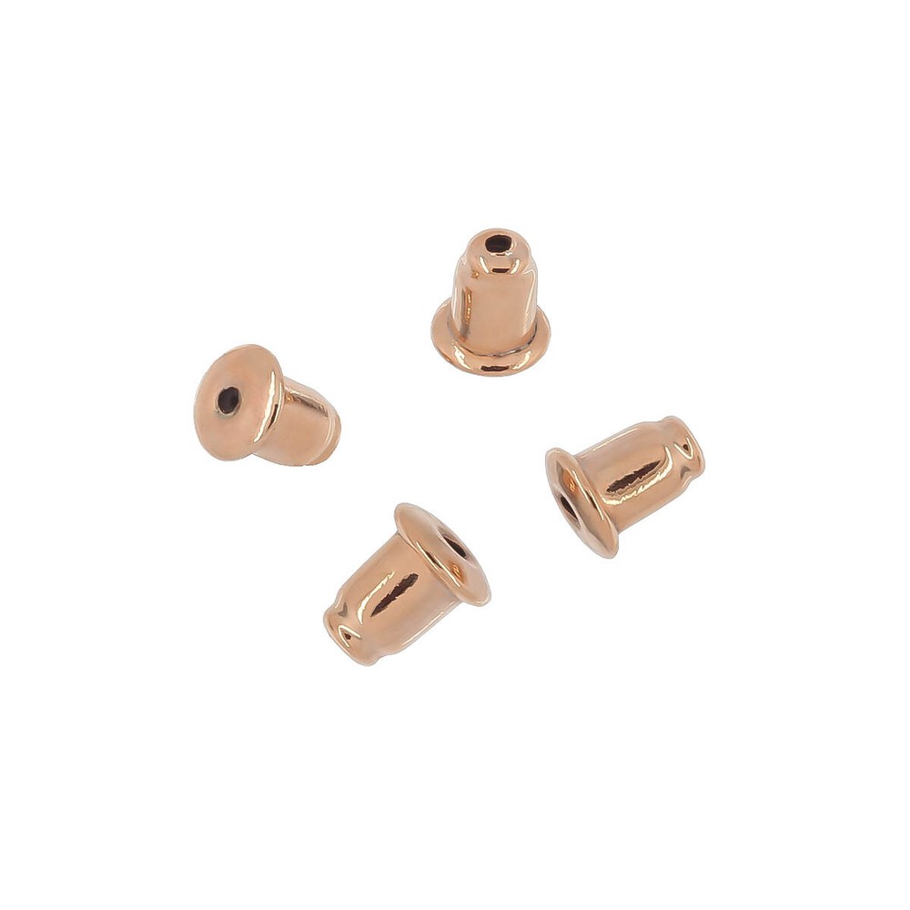 4 Rose Gold Plated Sterling Silver Rubber Insert Ear Nuts Backs Clutches #99889