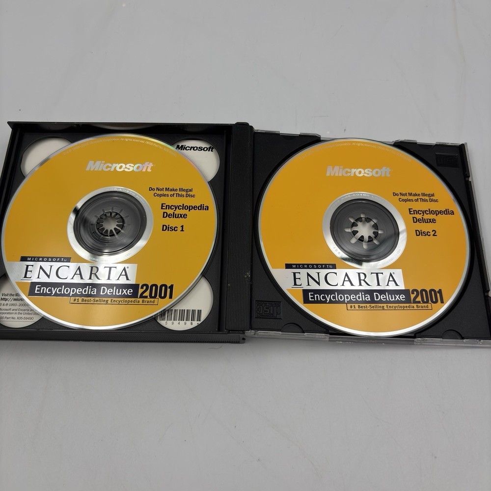 Microsoft ENCARTA Encyclopedia Deluxe 2001 CD-ROM PC 3 Disc Set