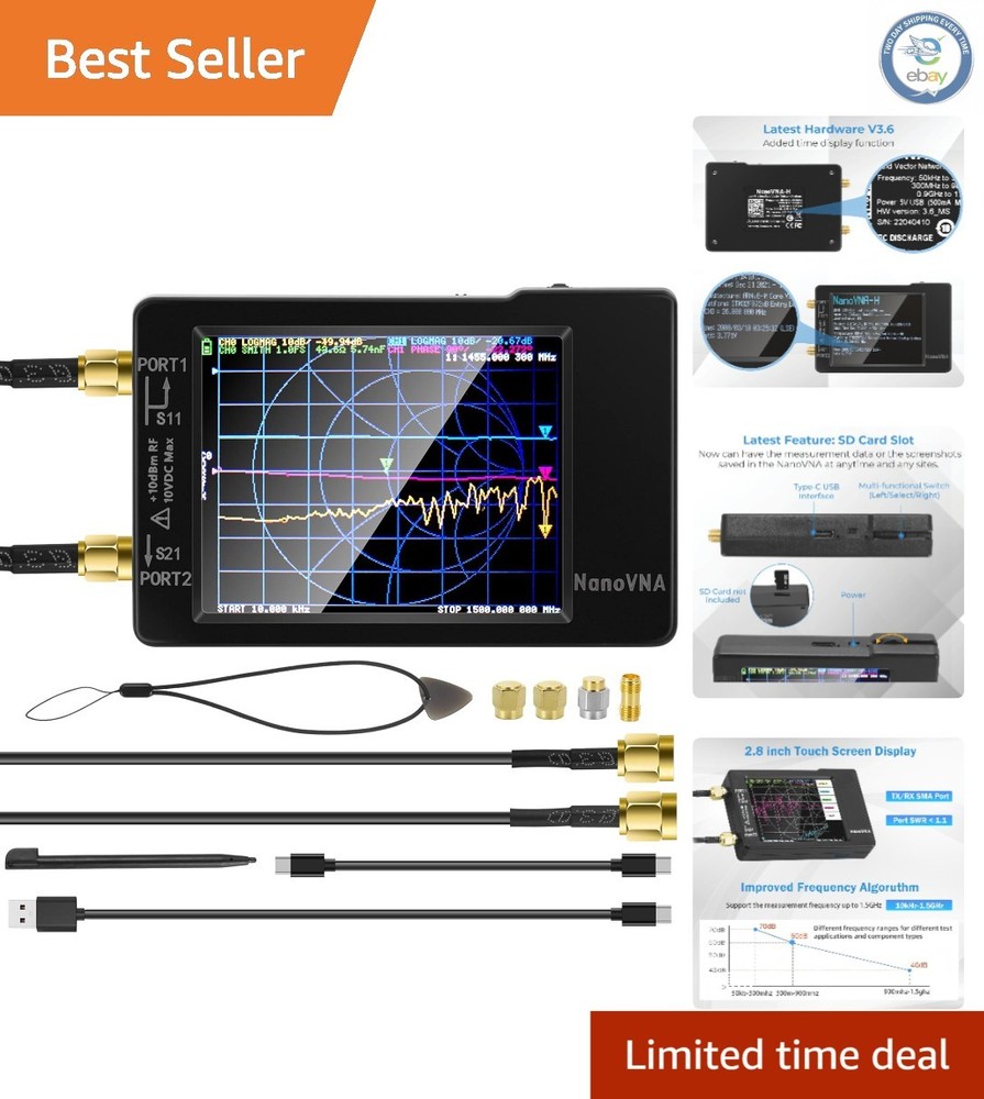 Professional NanoVNA-H 10KHz-1.5GHz Vector Network Analyzer with Mobile Support
