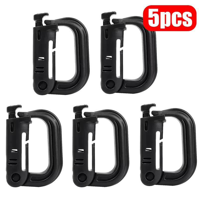 5Pcs Multipurpose DRing Grimloc Locking for Molle Webbing with Zippered Pouch