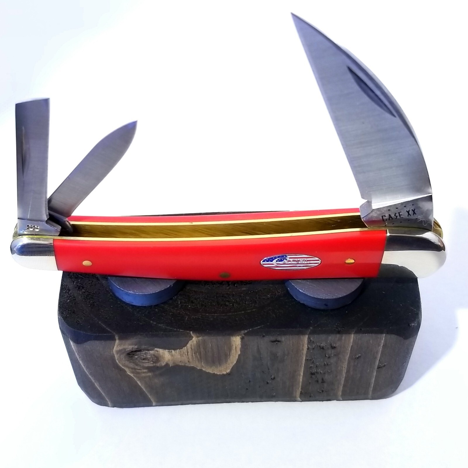 Rustic Wood Magnetic Single Pocket Knife Display Stand Handmade In Usa