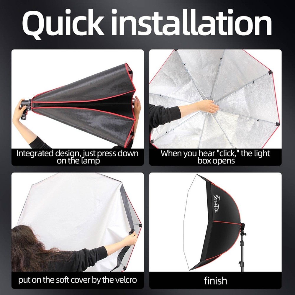 Softbox Lighting Kit,37" Octangle Softbox Photography Lighting Kit with 110W ...