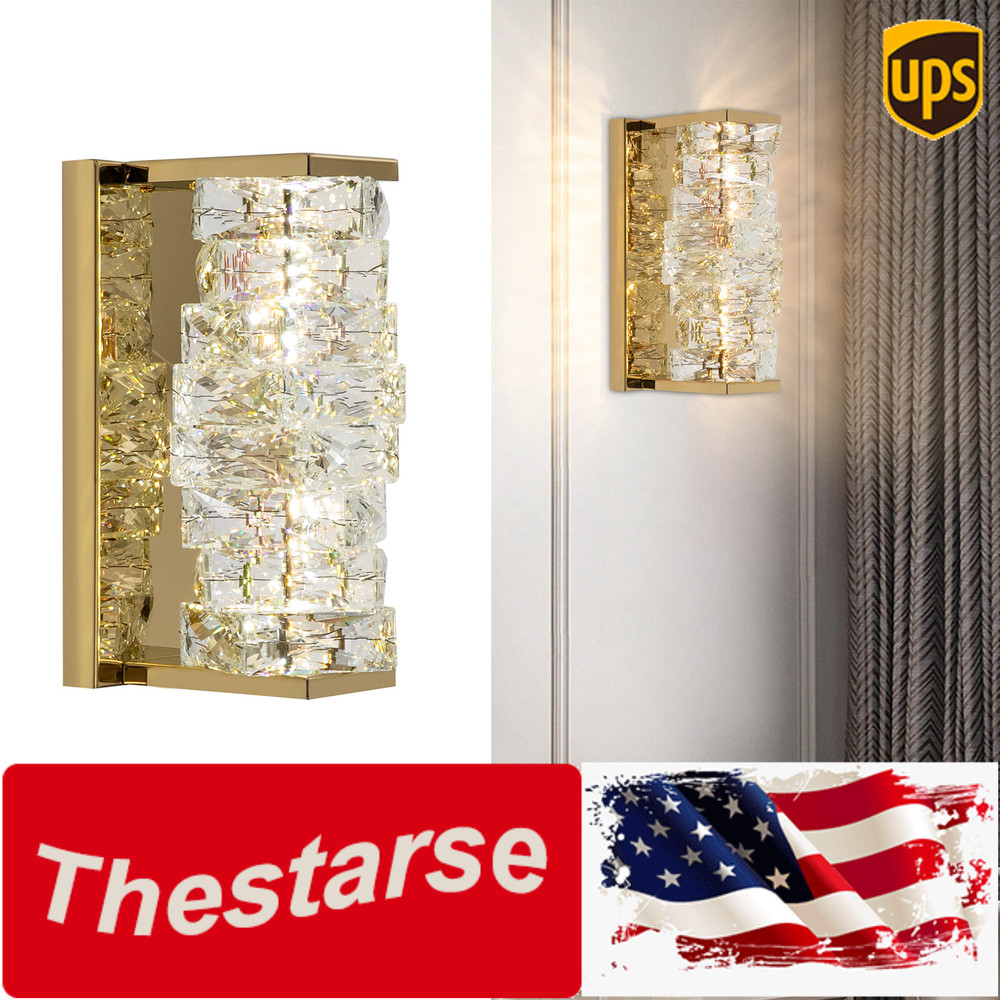 Modern Golden Crystal Wall Lamp with Adjustable LED Light Source