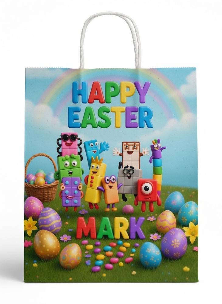 Custom Easter  Bag - Number Blocks   Easter Bag  - Personalised  Easter Bag