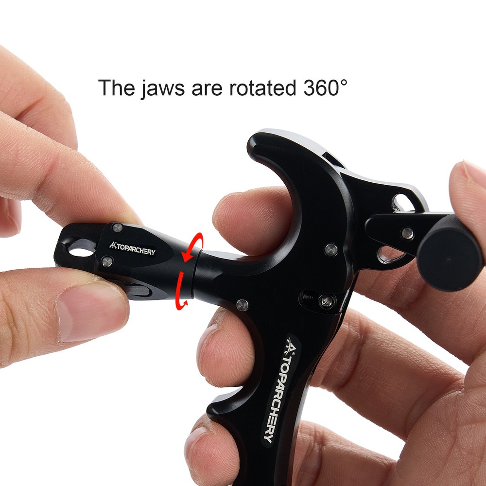 Archery 360° Rotate Compound Bow Release Aids 4 Finger Thumb Trigger Caliper