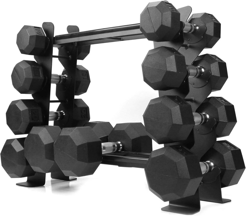 Compact Heavy Duty Dumbbell Rack | 400 lbs Capacity 2-Tier Steel Frame | Fits 5–