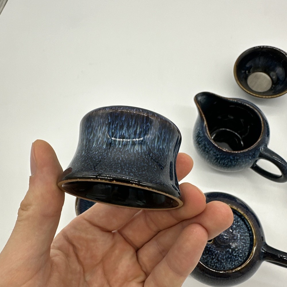 Tenmoku Tea Set - Blue - Missing One Cup