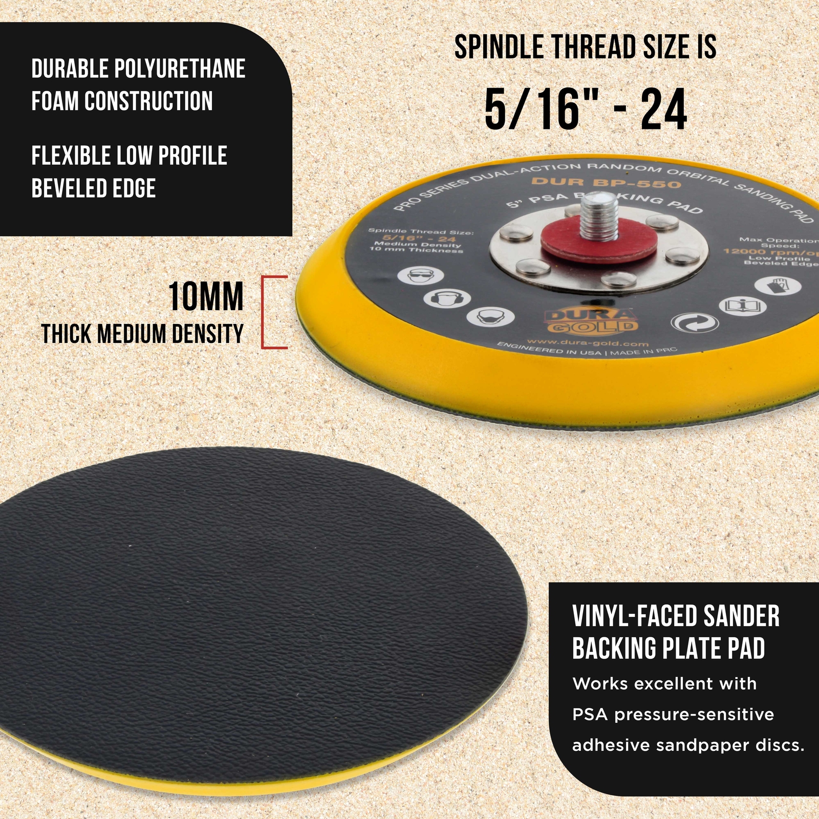 5" PSA DA Sander Backing Plate Pad, Flexible, Dual-Action Random Orbital Sanding