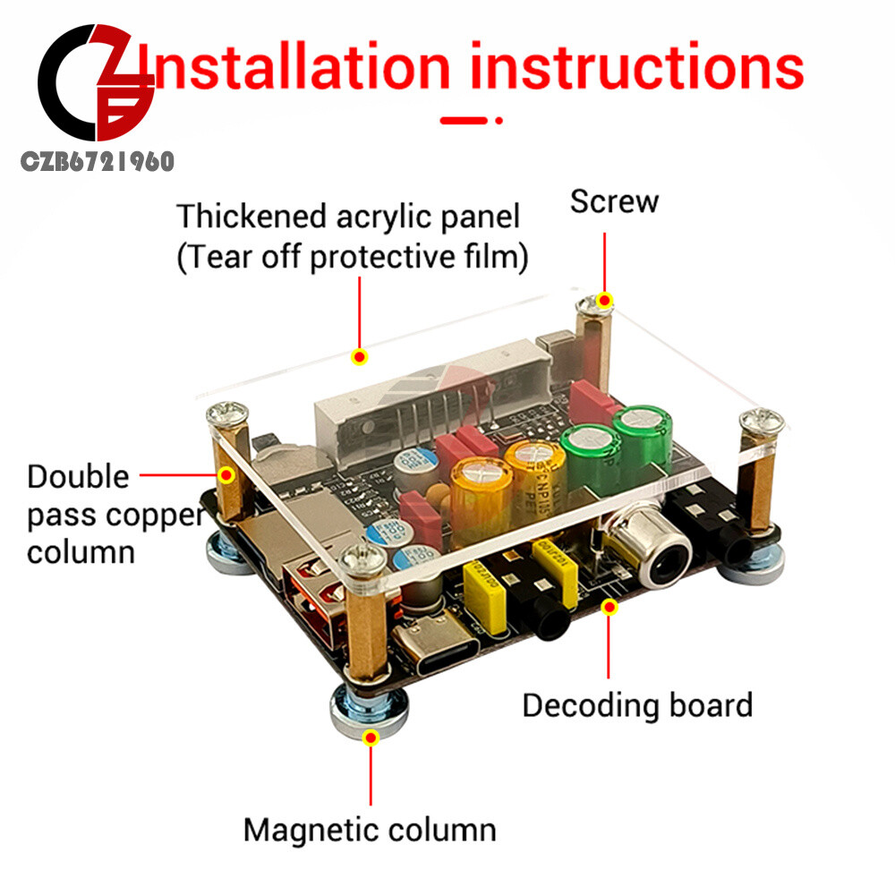 ZK-DAM-K1 Bluetooth U Disk Sound Card TF Decoder Board Front DSP Tuning Type-C