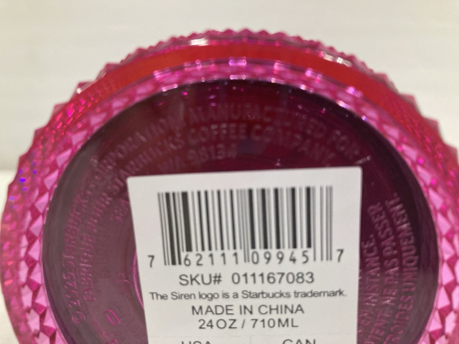 Starbucks 2025 Cold Cup Tumbler Iridescent Pink Domed Studded 24oz Venti
