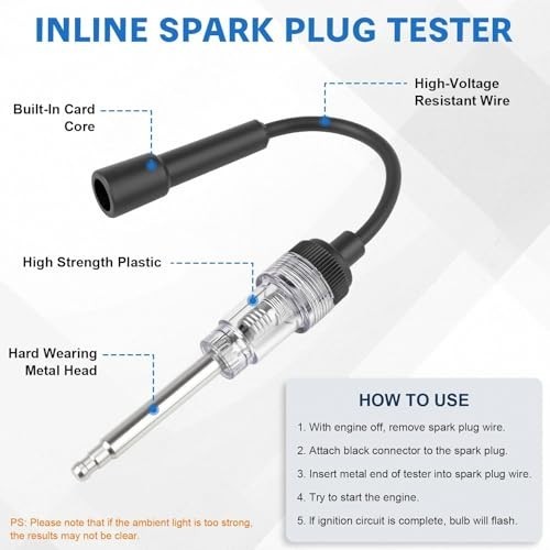 9pcs Engine Compression Tester Kit - 0-300PSI Spark Plug & Small Engine Tools