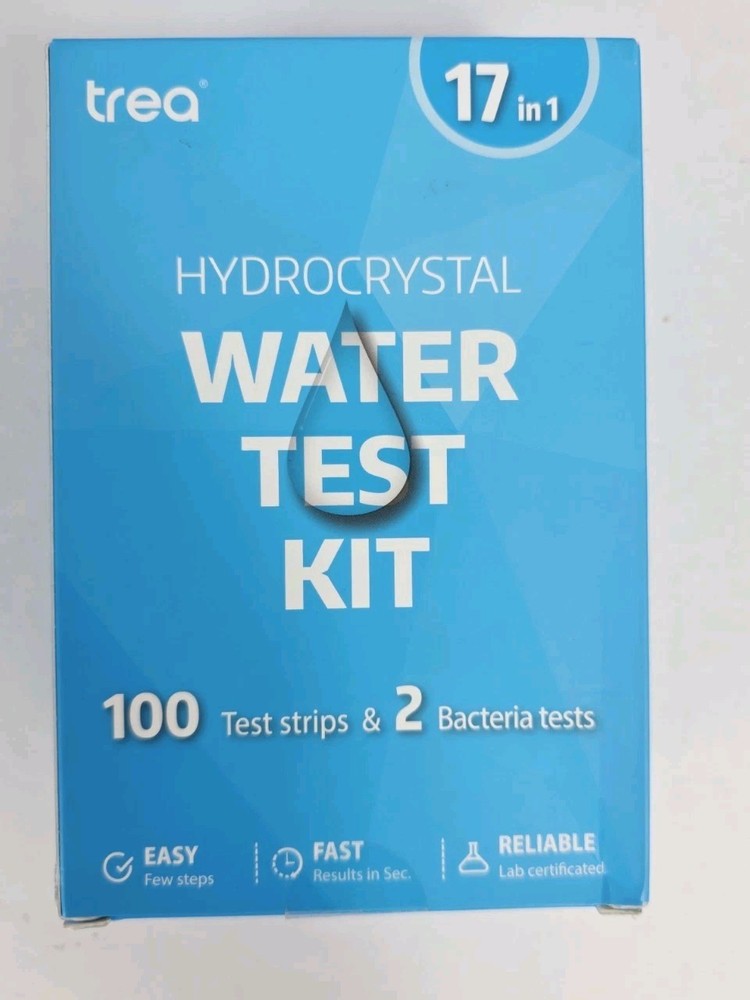 HYDROCRYSTAL 17 IN 1 DRINKING WATER TEST KIT 100 TEST STRIPS 2 BACTERIA TESTS