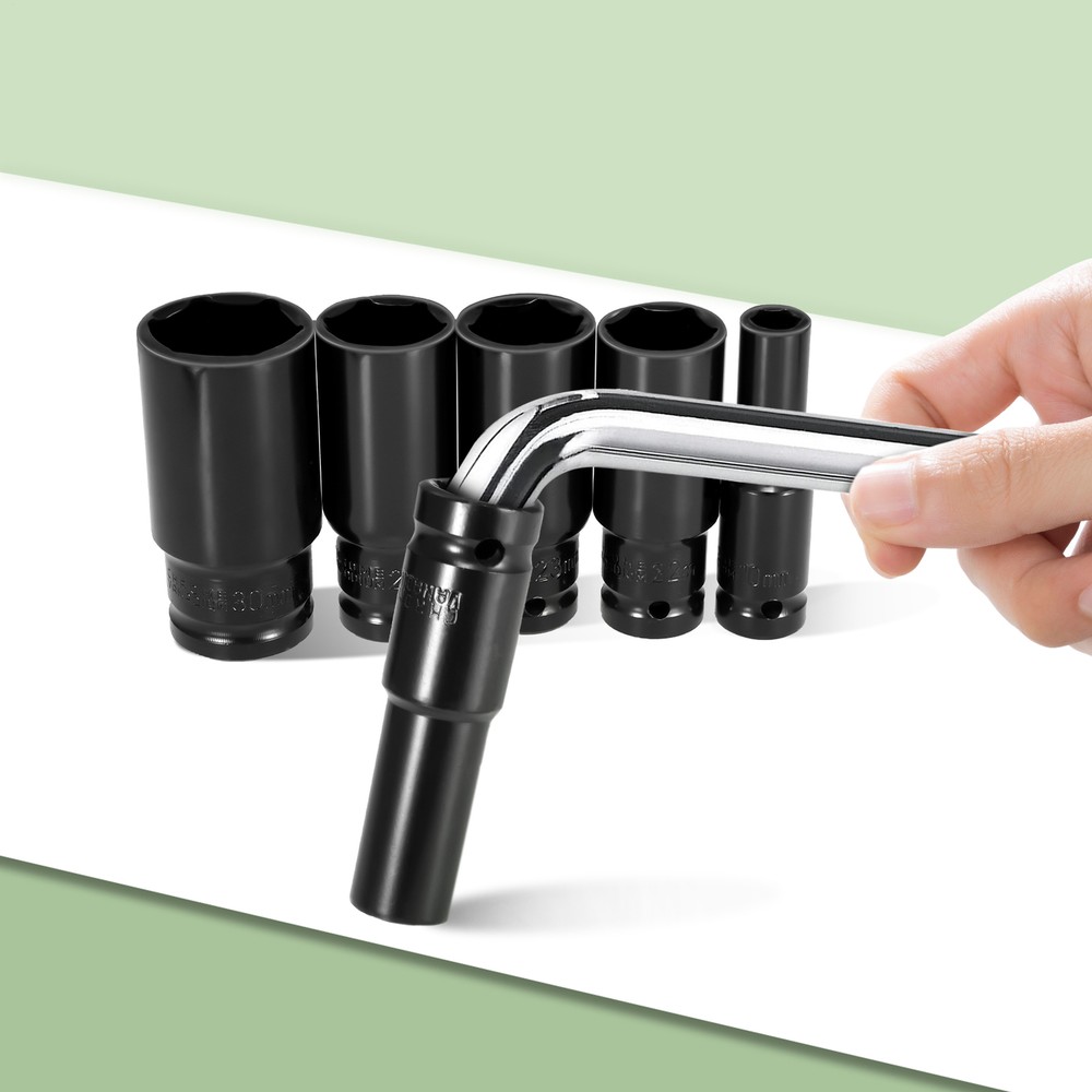 1/2" Drive Impact Socket Set 20 Piece Deep Socket 6 Point Metric Size (8-32mm)