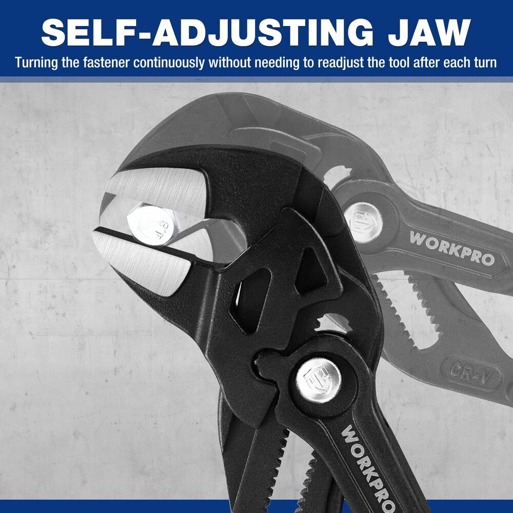 WORKPRO 10" Plier Wrench Adjustable Parallel Smooth Jaw Pliers CR-V Construction
