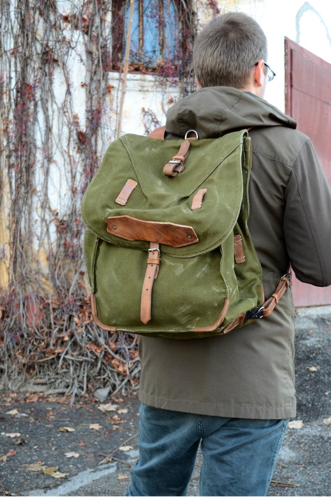 Large Military Backpack, Vintage Army Canvas Backpack