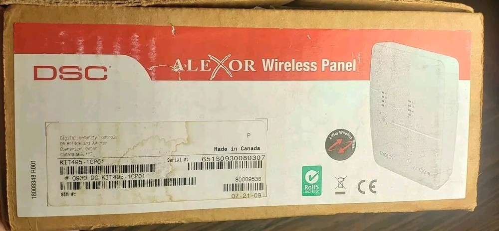 Alexor DCS Wireless Panel Kit 495-1CP01 Security System Complete NEW Sealed