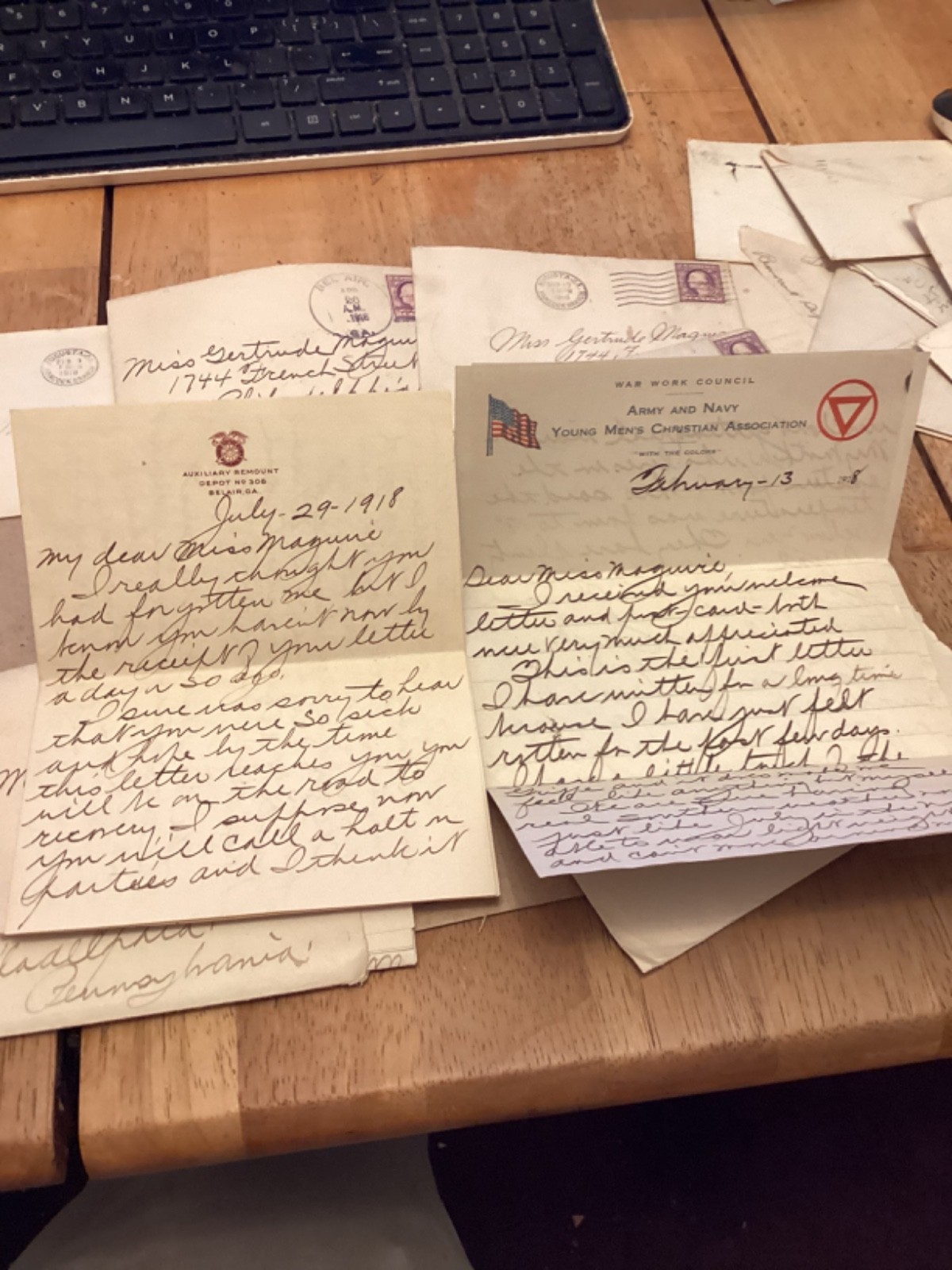 50 WW1 letters to Philadelphia from Camp Hancock,Ga,Lt Armitage Corp Beck.PA Uni