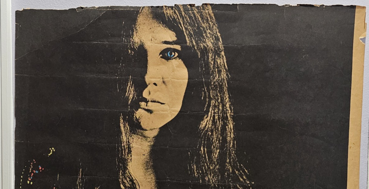 Vintage Janis Joplin Black & White Poster Altered Hand Painted Blacklight Paint