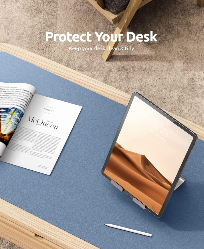 YSAGi Leather Desk Protector, Office Mat ( Blue)
