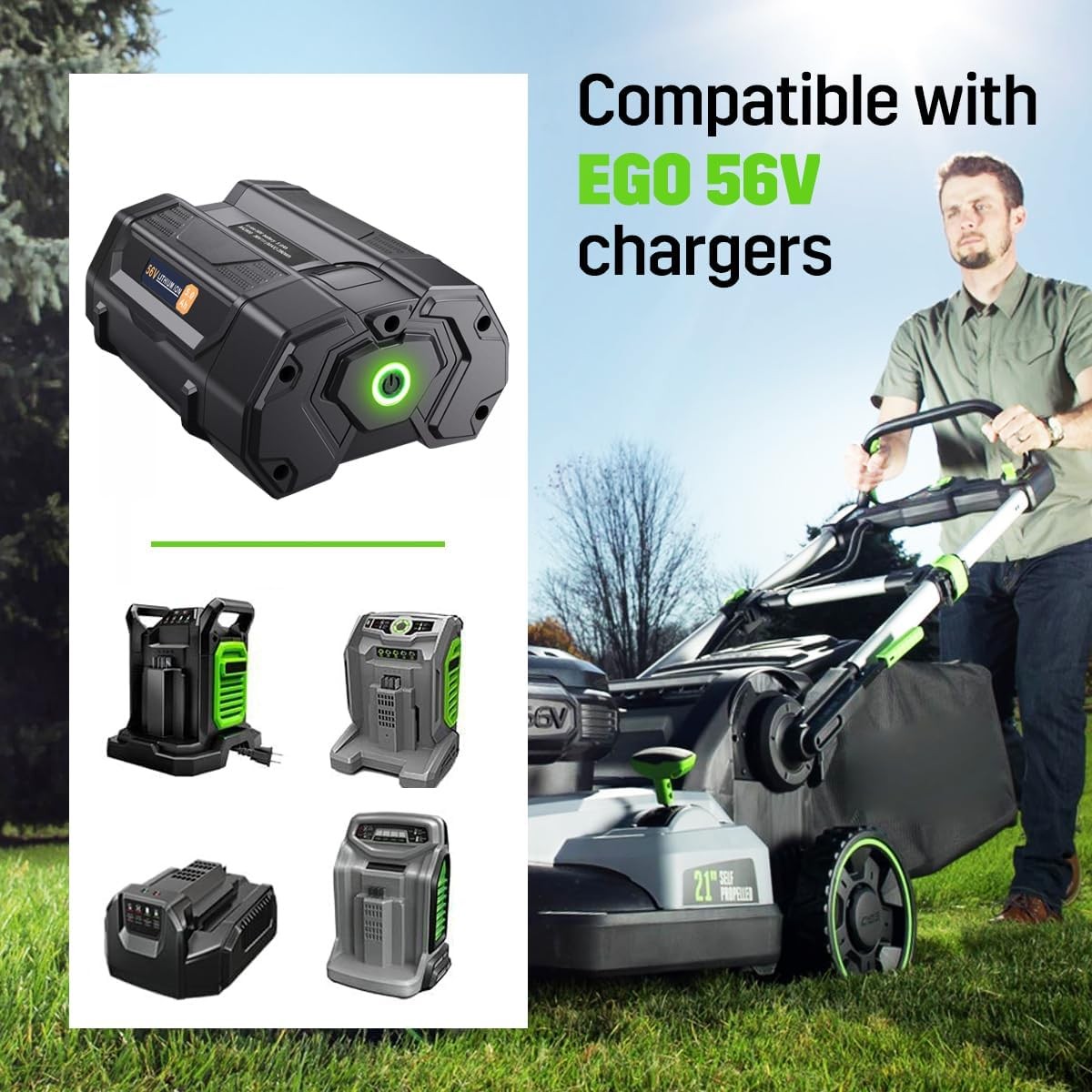 2x 56V 5.0Ah Battery+Rapid CH2800D Charger For EGO Power+56Volt BA2800 BA4200T