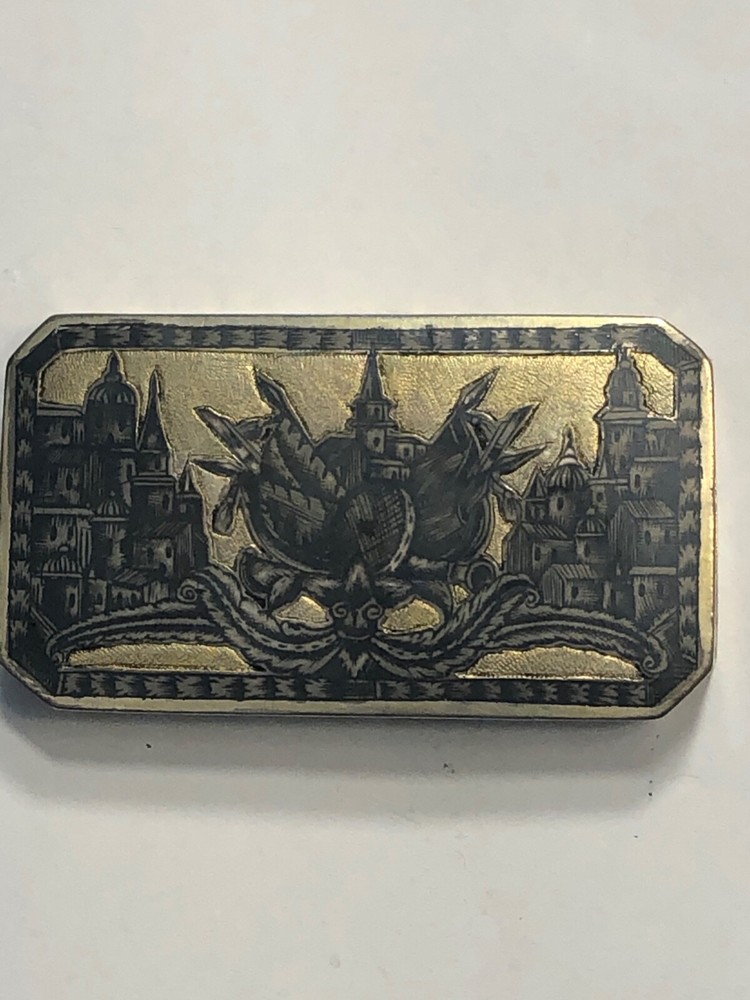 Russian Antique Niello Double- Compartment Snuff Box
