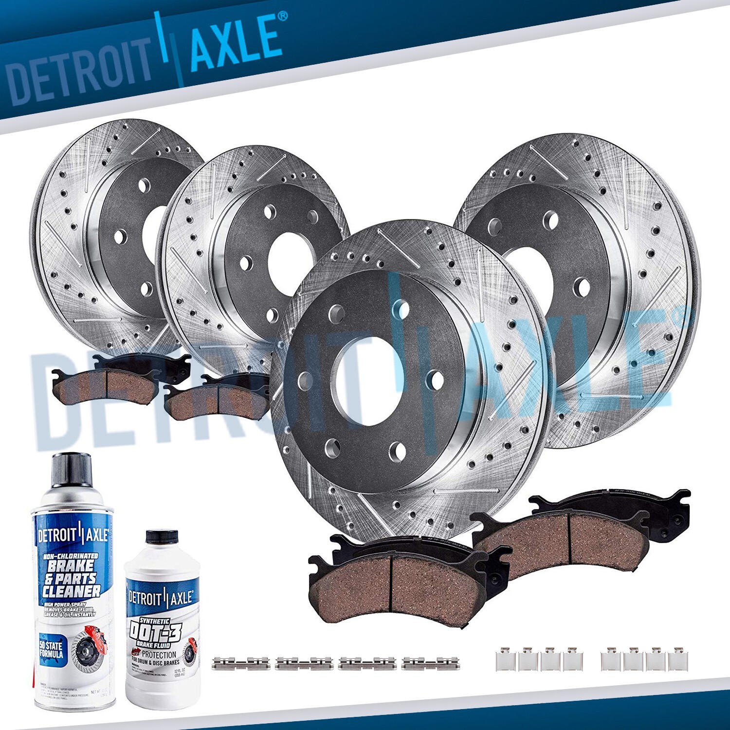 Front Rear Drilled Rotors and Ceramic Brakes Pads Kit for 2012 - 2020 Ford F-150