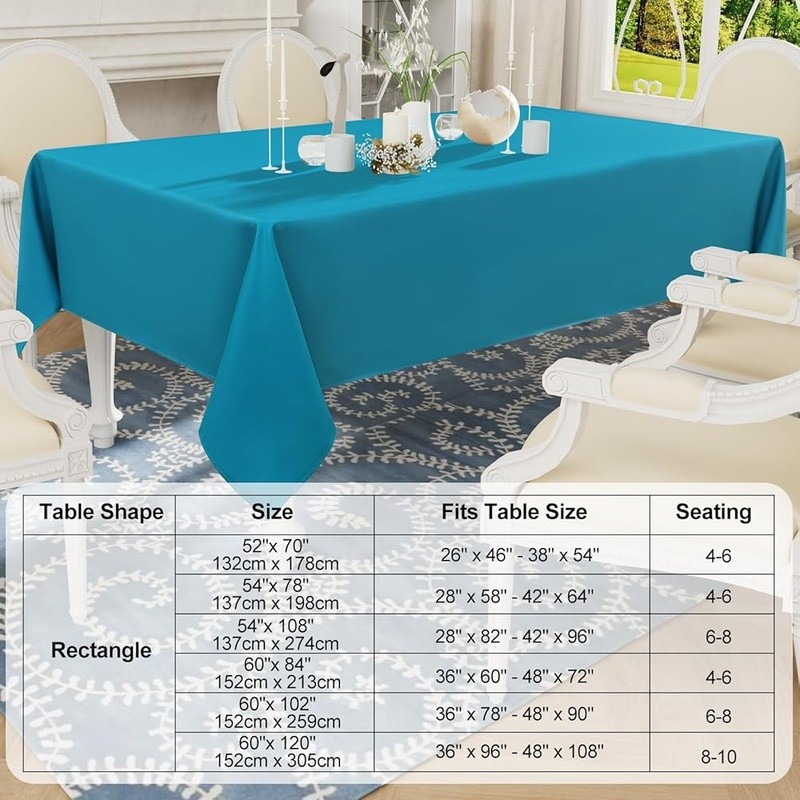 Waterproof Rectangular Tablecloth Reusable Anti-Scratch Polyester Dining Party