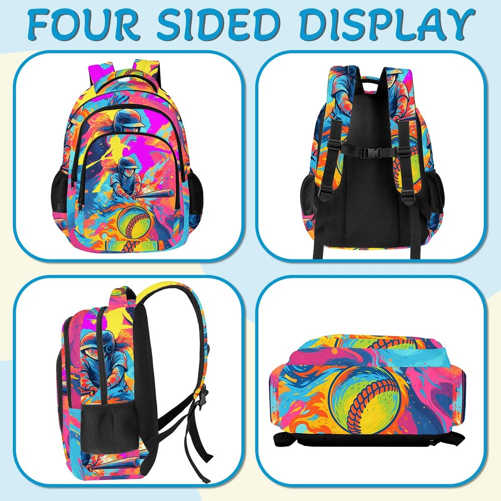 Softball Backpack for KidsSchool Bookbag Large Capacity Adjustable Bookbag Du...