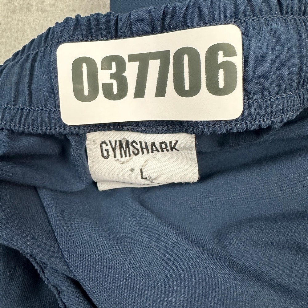 Gymshark Shorts Men Large Blue Solid Drawstring Gym Workout Running L *