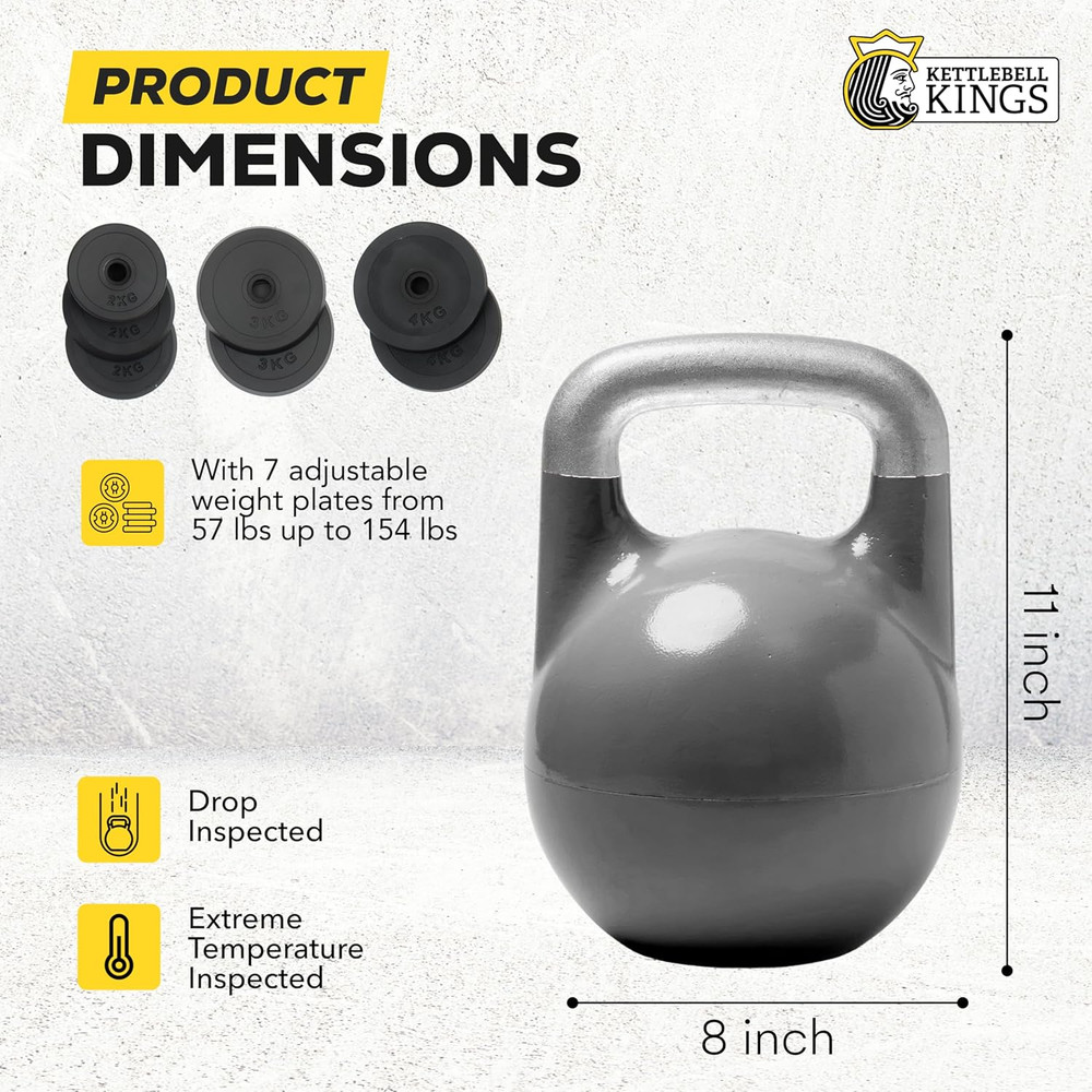 Adjustable Kettlebell Set, 26-70 Lb - Strength Training Kettlebells with 7 Plate