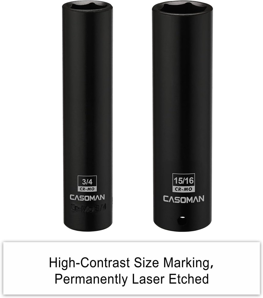2PCS 1/2-Inch Drive Extra Deep Socket- 3/4"& 15/16" CR-MO SAE 6-Point Extra Long