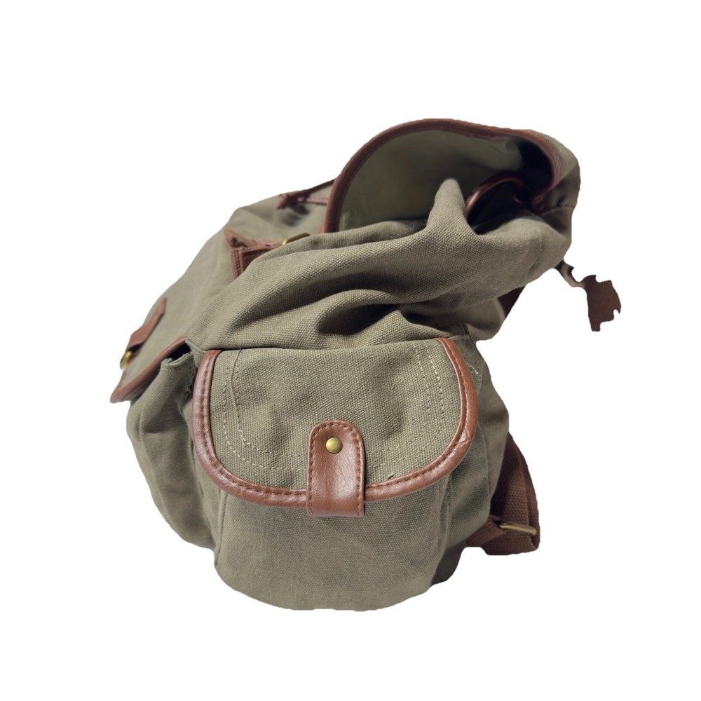 Army Green Backpack w/ Brown Trim Multi-Pocket NWT
