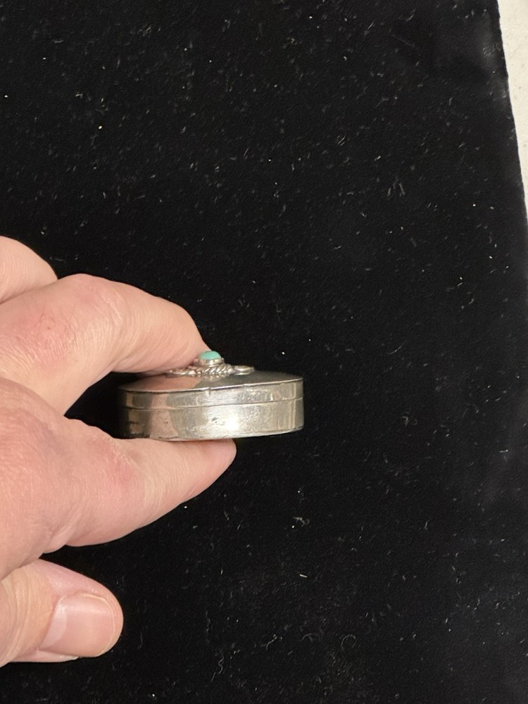 Antique Sterling Silver with Turquoise Pill Box