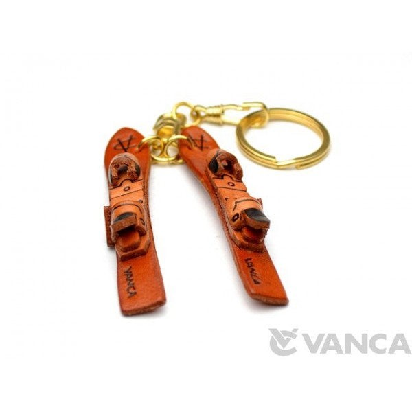 Skis Leather Keychain(L)