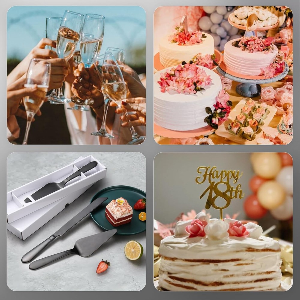 Wedding Cake Knife Server Set Stainless Steel Elegant Cutter
