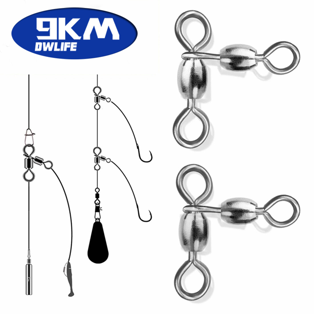 3 Way Swivel Stainless Steel Crane Swivels Fishing Barrel Swivels Fishing Tackle