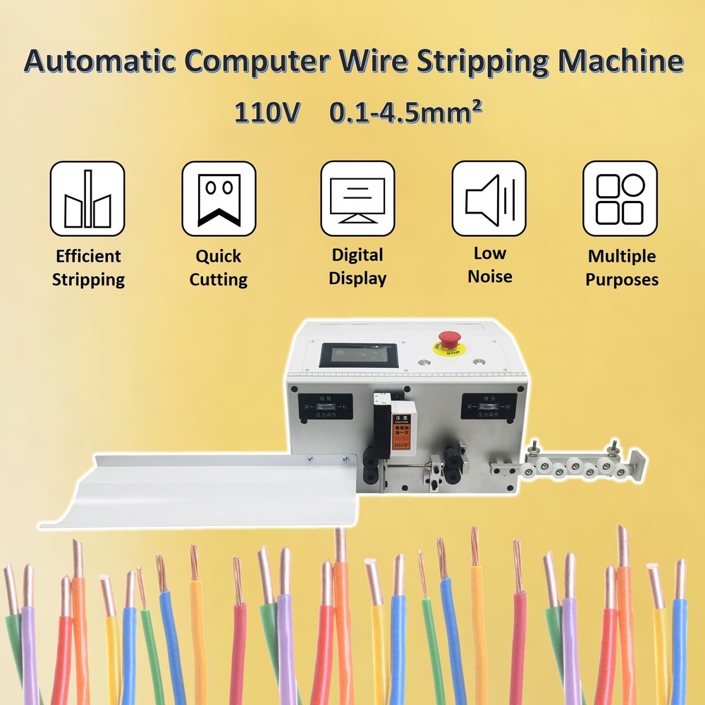 110V Fully Automatic Wire Cable Stripping Machine 0.1-4.5mm² Copper Cable Cuttin