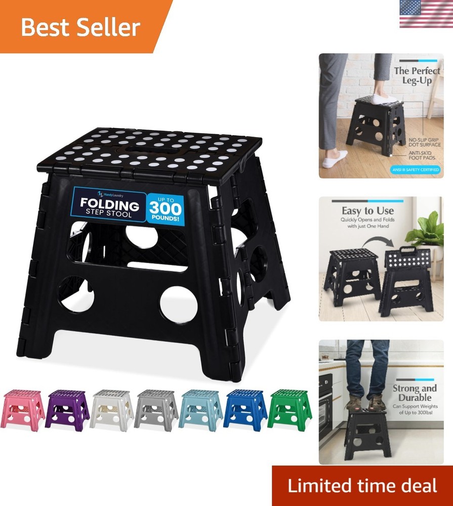 Folding Lightweight Step Stool - Sturdy Enough to Support Adults and Safe Enough