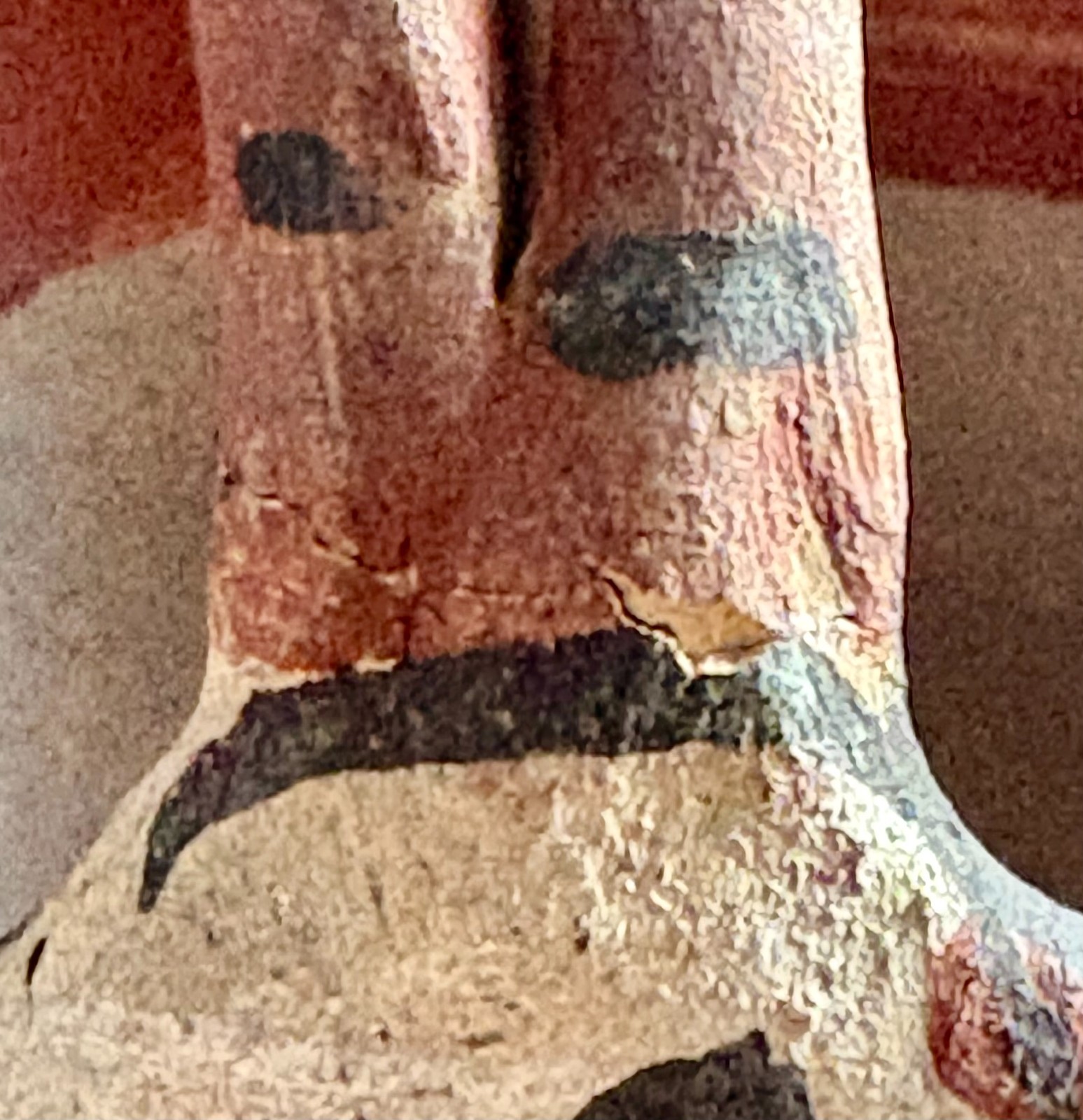 Antique Southwest NM ISLETA Pottery Bowl w/ Rope Twist Handle 4" x 4 1/4" AS-IS