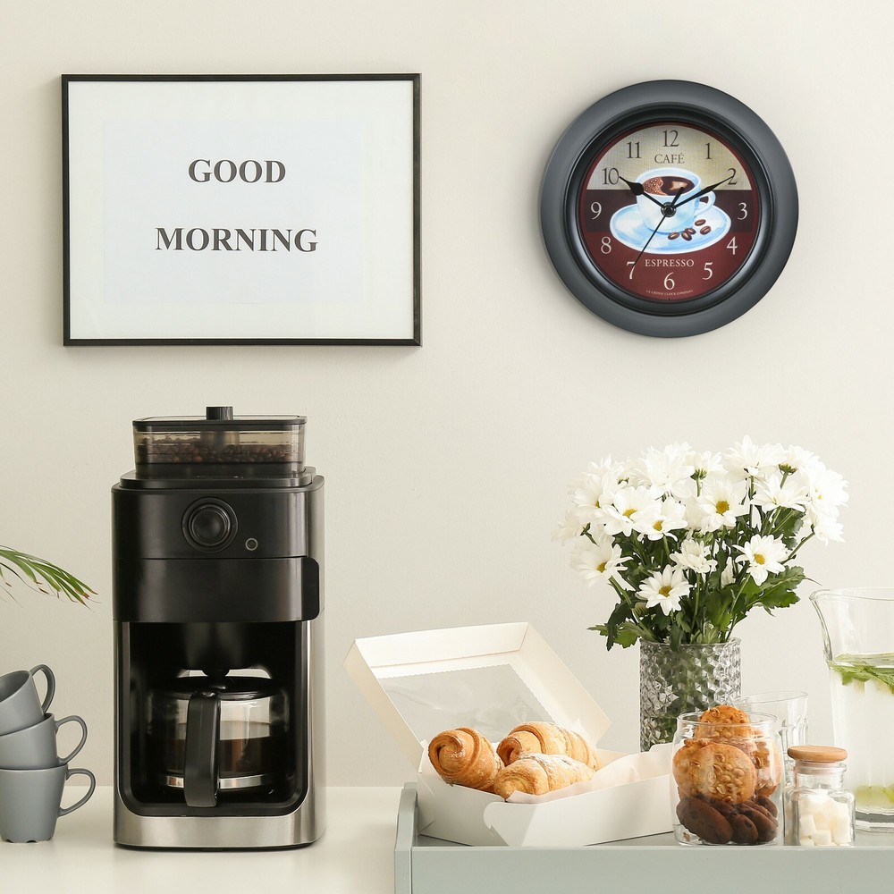 404-3623C La Crosse Clock Co. 9" Cafe Plastic Analog Wall Clock