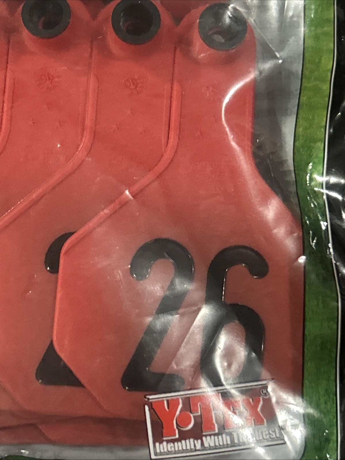New YTex 3 Star All American Medium Cattle ID Ear Tags Red Numbered 26-50