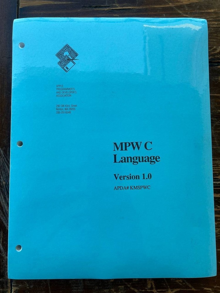 Apple MPW C Language Version 1.0 Manual APDA Vintage Developer Docs